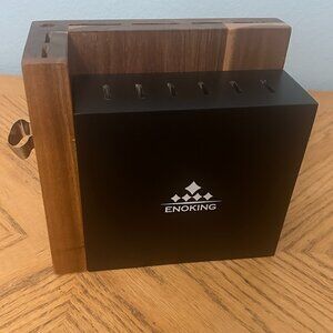 Natural Hardwood Knife Block Wooden Counter Storage 14 Slots Spaces